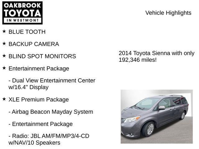2014 Toyota SIENNA XLE 3.5L XLE 8 Passenger