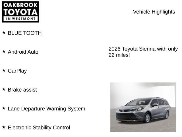 2026 Toyota SIENNA XLE XLE 8 Passenger