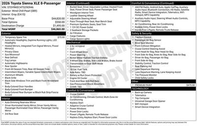 2026 Toyota SIENNA XLE XLE 8 Passenger