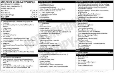 2026 Toyota SIENNA XLE XLE 8 Passenger
