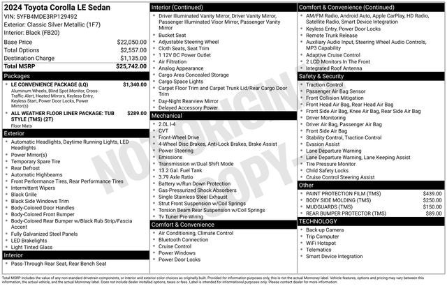 2024 Toyota COROLLA LE