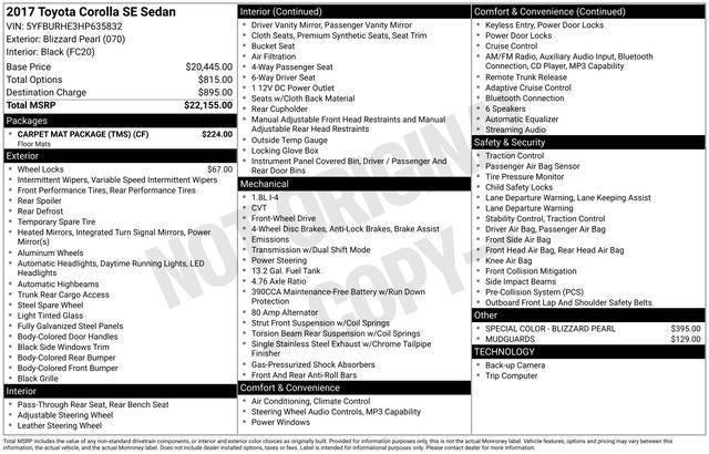 2017 Toyota COROLLA SE