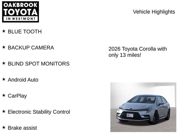2026 Toyota COROLLA SE