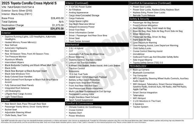 2025 Toyota Corolla Cross Hybrid Hybrid S