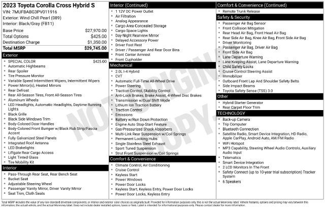2023 Toyota Corolla Cross Hybrid Hybrid S
