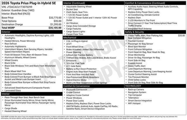 2026 Toyota Prius Plug-in Hybrid SE