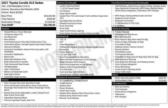 2021 Toyota COROLLA XLE