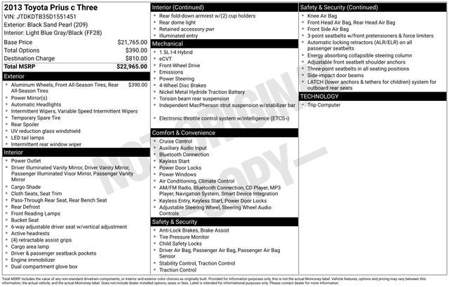 2013 Toyota PRIUS c Three