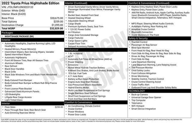 2022 Toyota PRIUS Nightshade