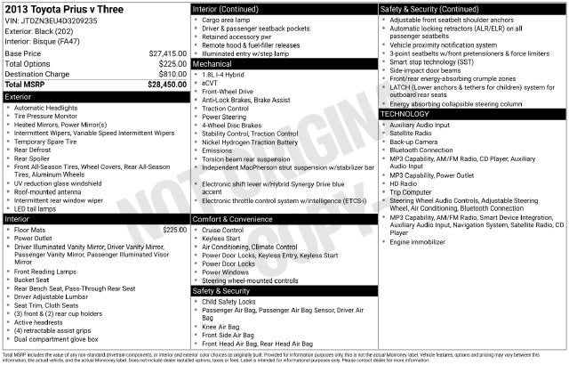 2013 Toyota PRIUS v Three