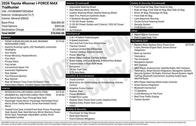 2026 Toyota 4Runner i-FORCE MAX Trailhunter