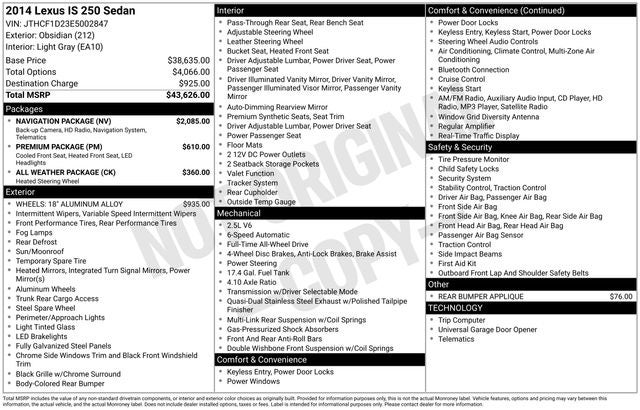 2014 Lexus IS 250 250