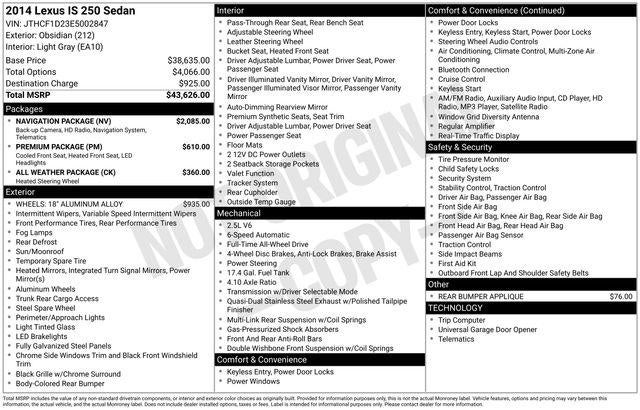 2014 Lexus IS 250 250
