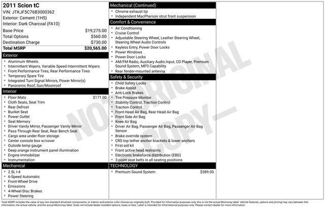 2011 Scion SCION tC Base