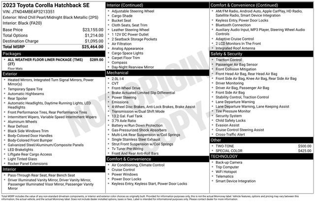 2023 Toyota COROLLA HATCHBACK SE