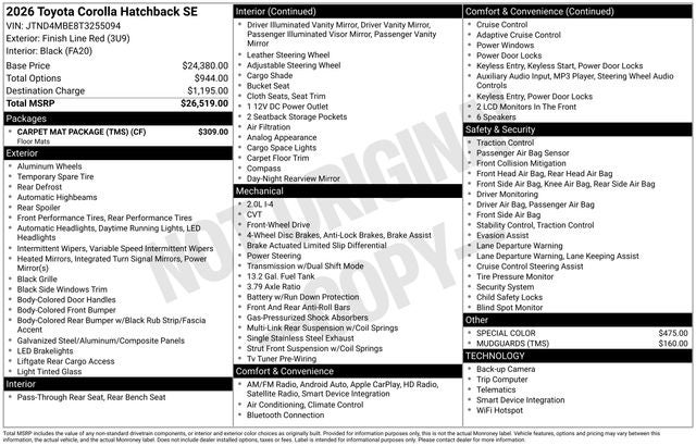 2026 Toyota COROLLA HATCHBACK SE