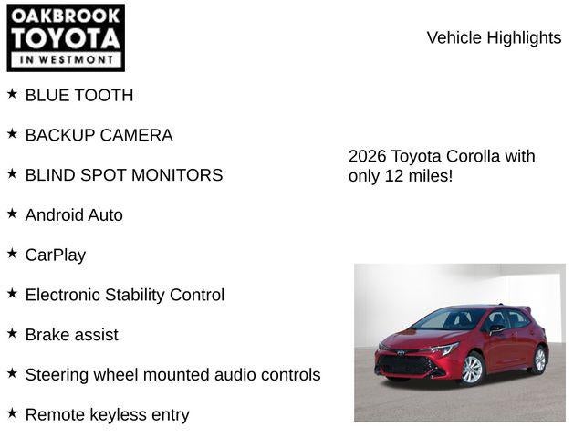 2026 Toyota COROLLA HATCHBACK SE