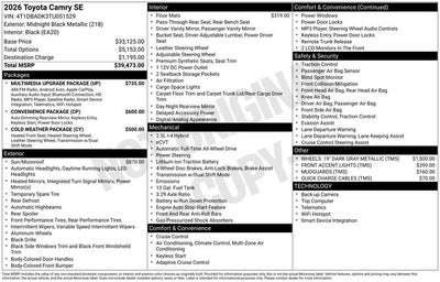 2026 Toyota Camry SE AWD