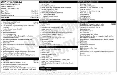 2027 Toyota Prius XLE AWD