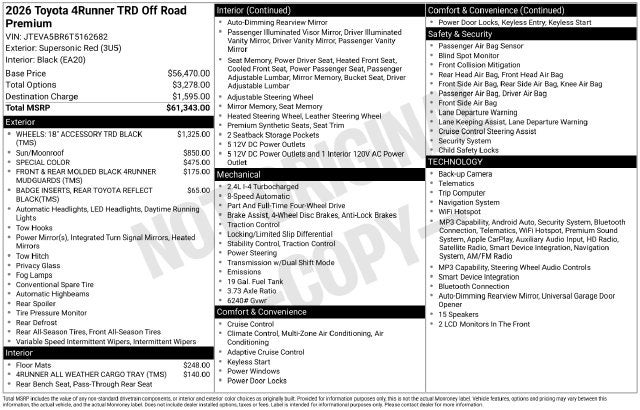 2026 Toyota 4Runner TRD Off-Road Premium