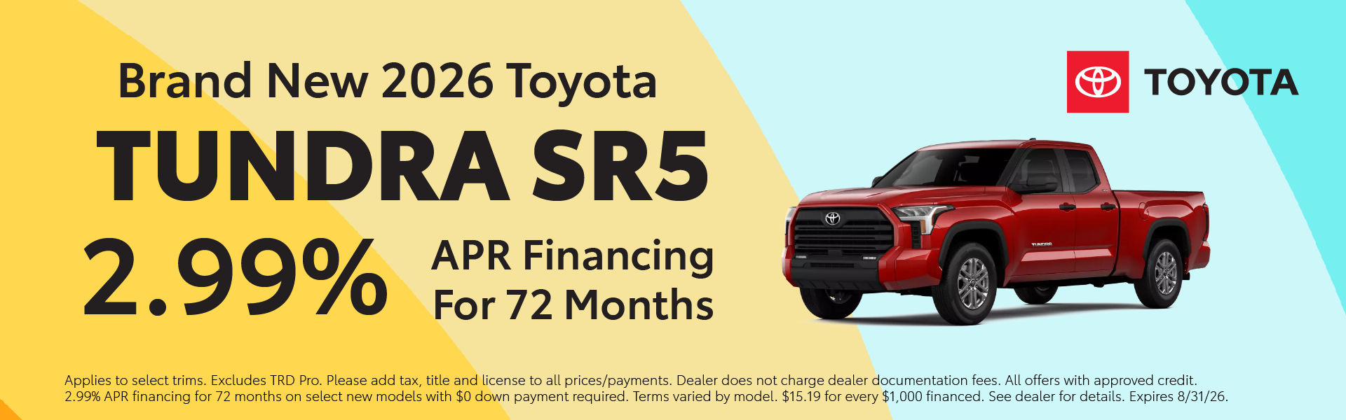 Brand New 2026 Toyota Tundra SR5