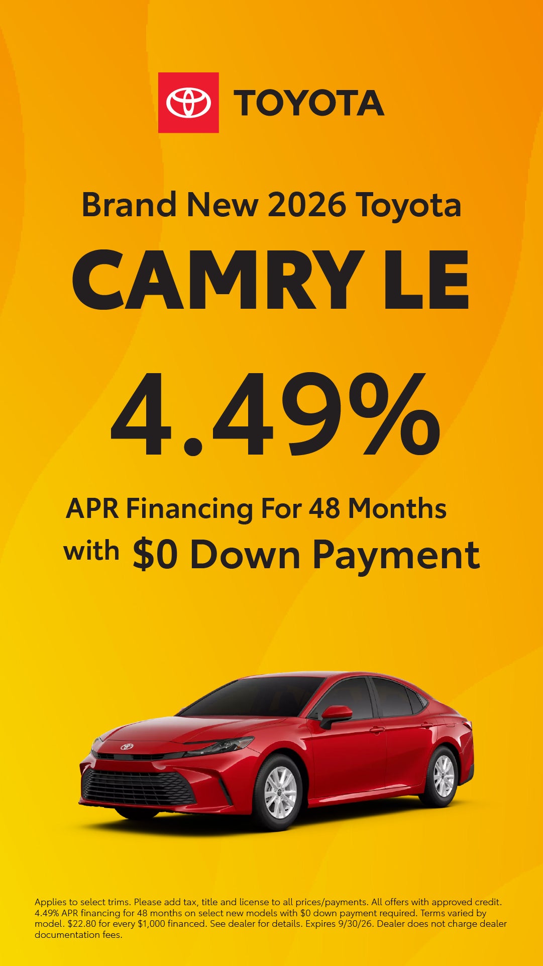 Brand New 2026 Toyota Camry LE