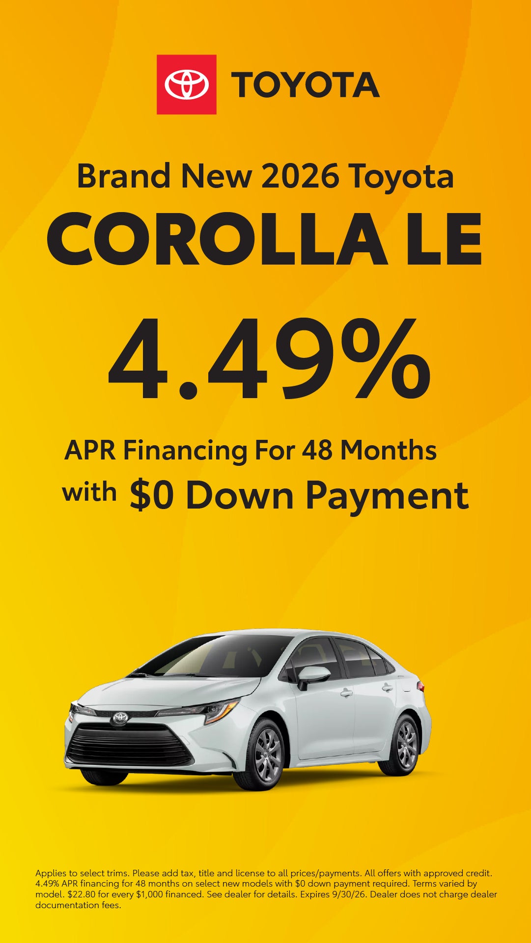 Brand New 2026 Toyota Corolla LE