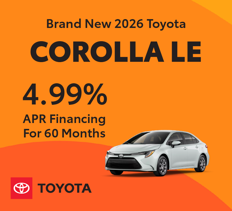 Brand New 2026 Toyota Corolla LE 4.99% APR for 60 Months