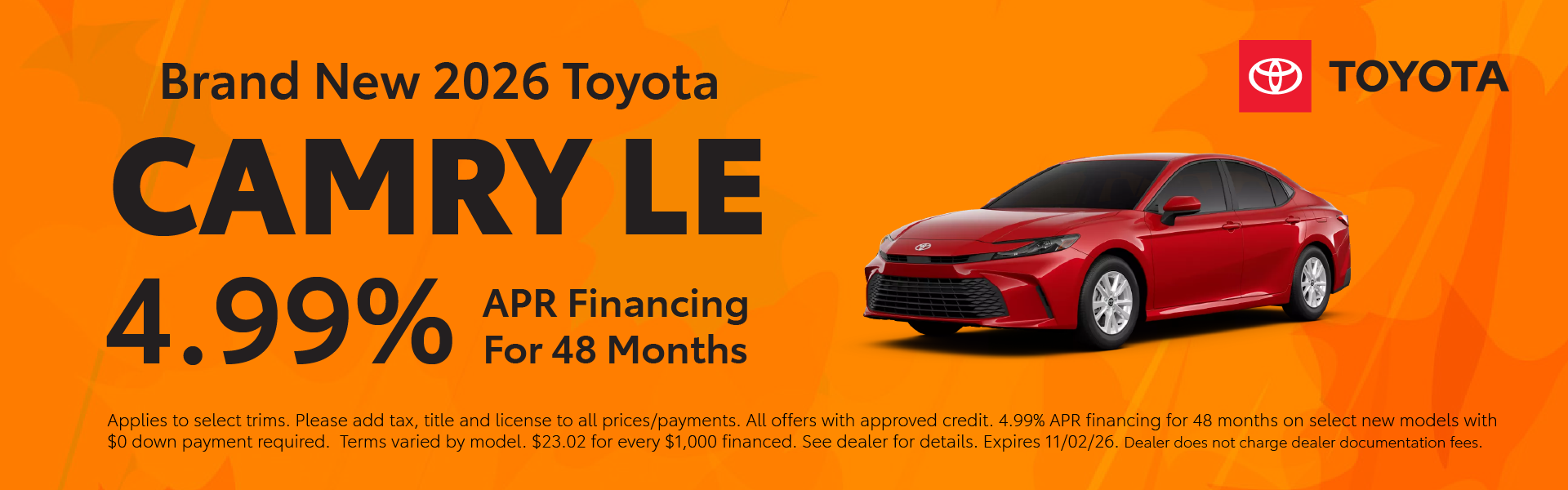 Brand New 2026 Toyota Camry LE