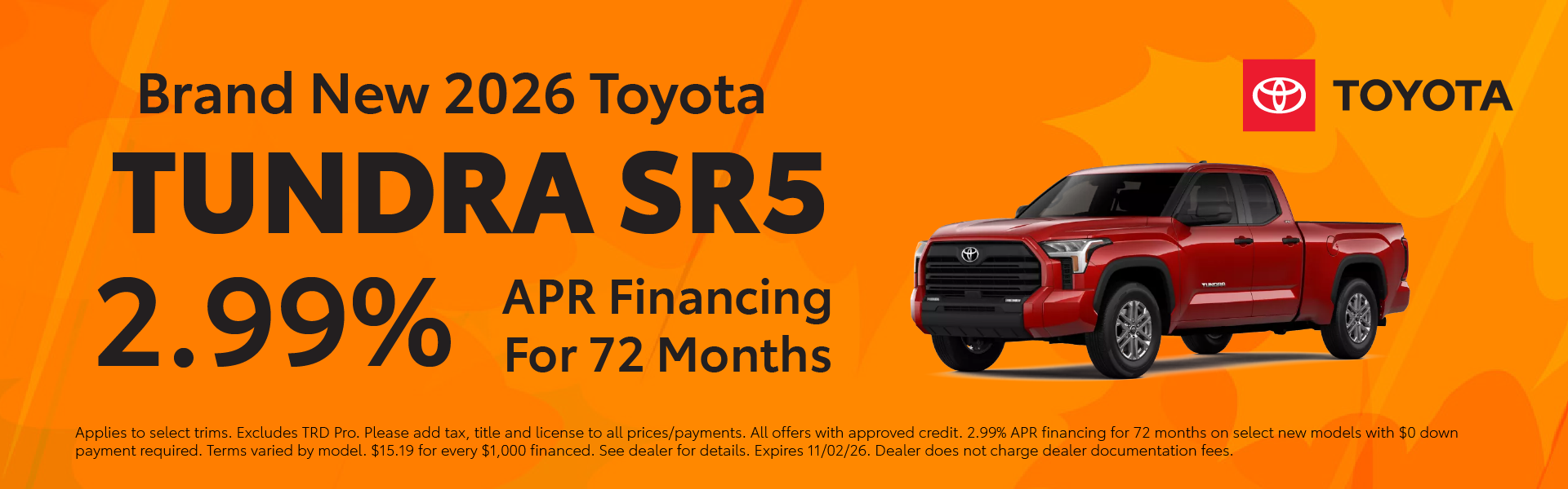 Brand New 2026 Toyota Tundra SR5