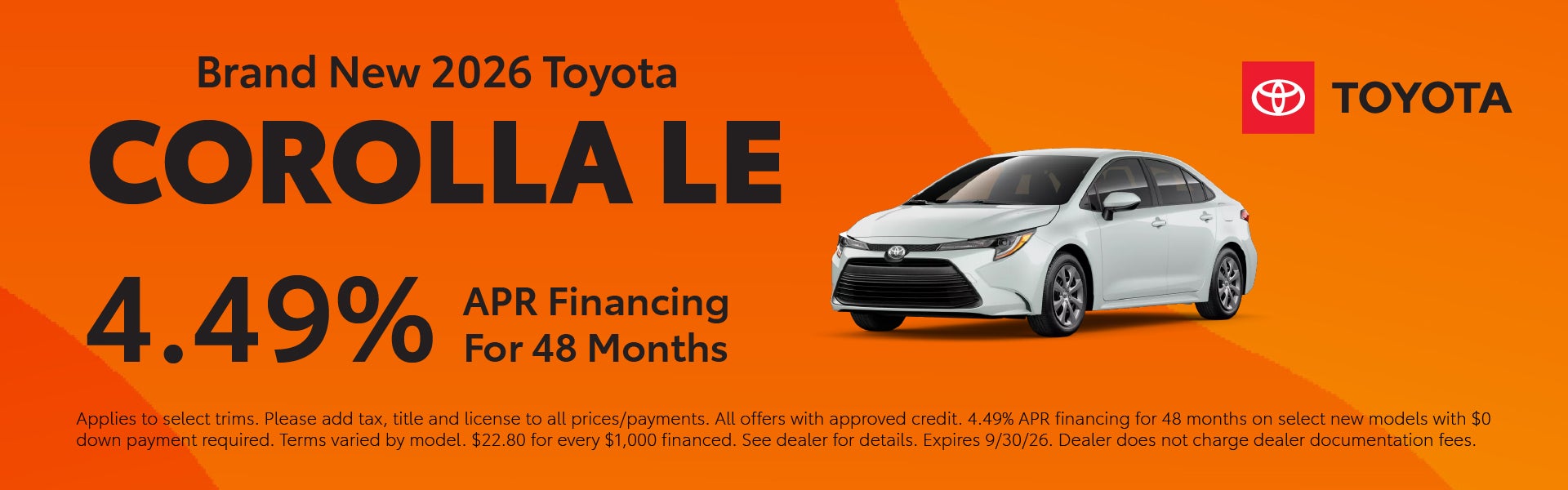 Brand New 2026 Toyota Corolla LE