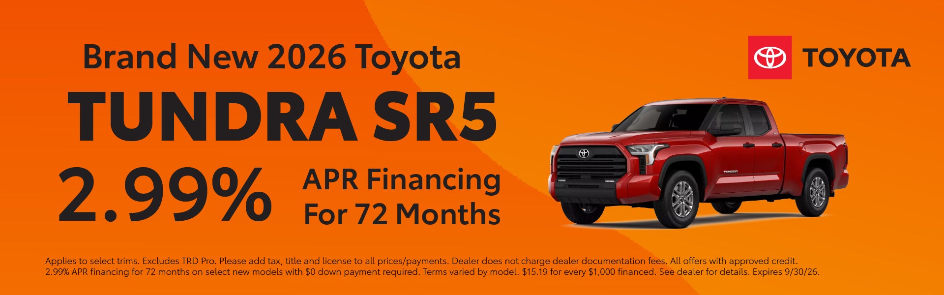 Brand New 2026 Toyota Tundra SR5